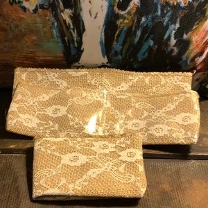 Handmade burlap lace wallets